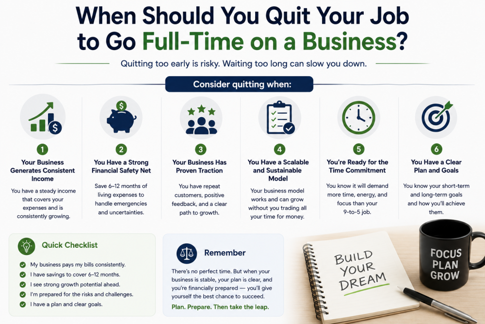 When Should You Quit Your Job to Go Full-Time on a Business?