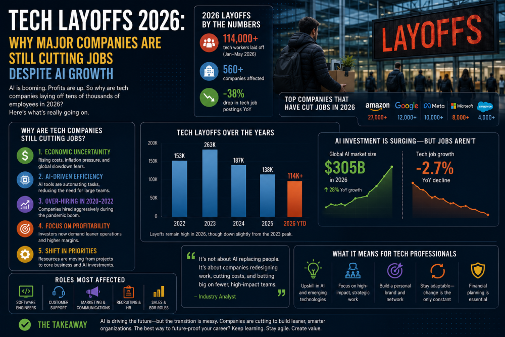 Tech Layoffs 2026: Why Major Companies Are Still Cutting Jobs Despite AI Growth