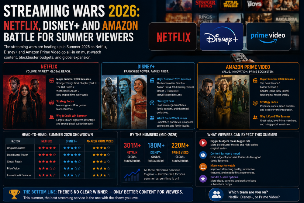 Streaming Wars 2026: Netflix, Disney+ and Amazon Battle for Summer Viewers