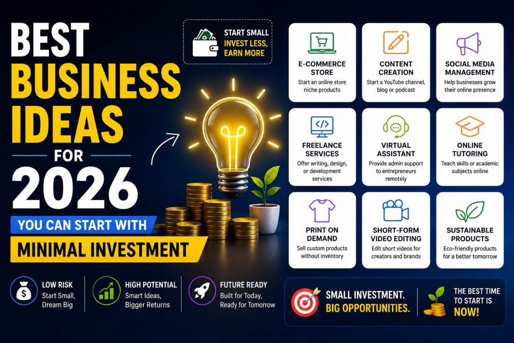 Best Business Ideas for 2026 You Can Start With Minimal Investment