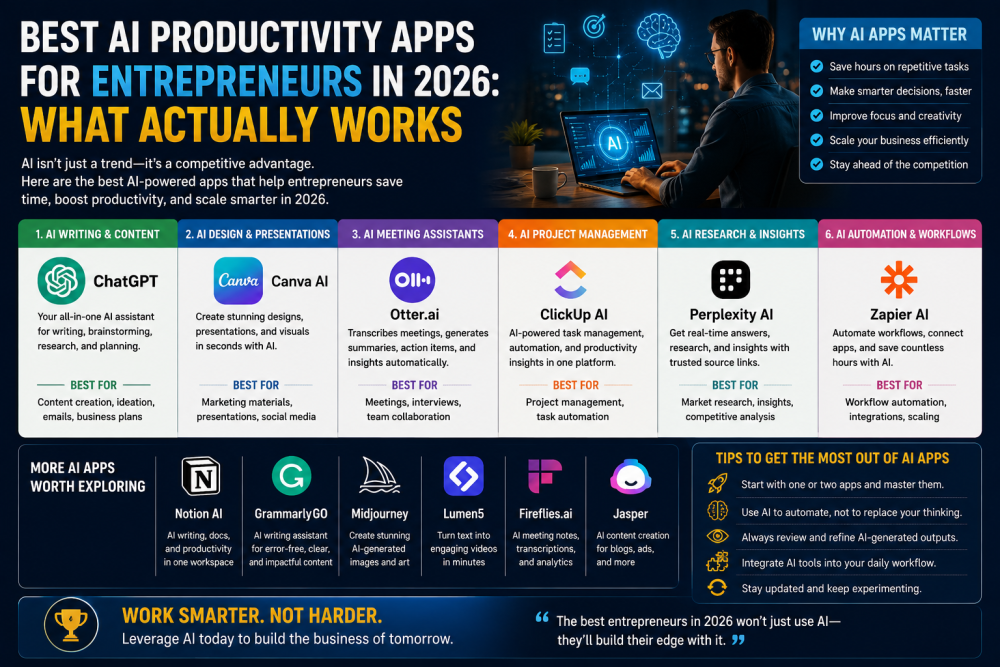 Best AI Productivity Apps for Entrepreneurs in 2026: What Actually Works