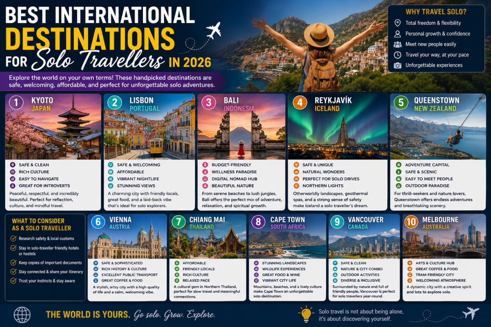 Best International Destinations for Solo Travellers in 2026