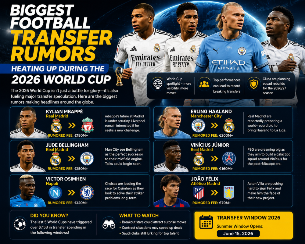 Biggest Football Transfer Rumors Heating Up During the 2026 World Cup